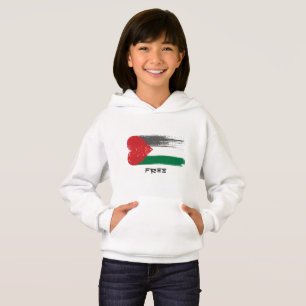 Kinder Hoodie Freies Palästina Herzförmige Flagg