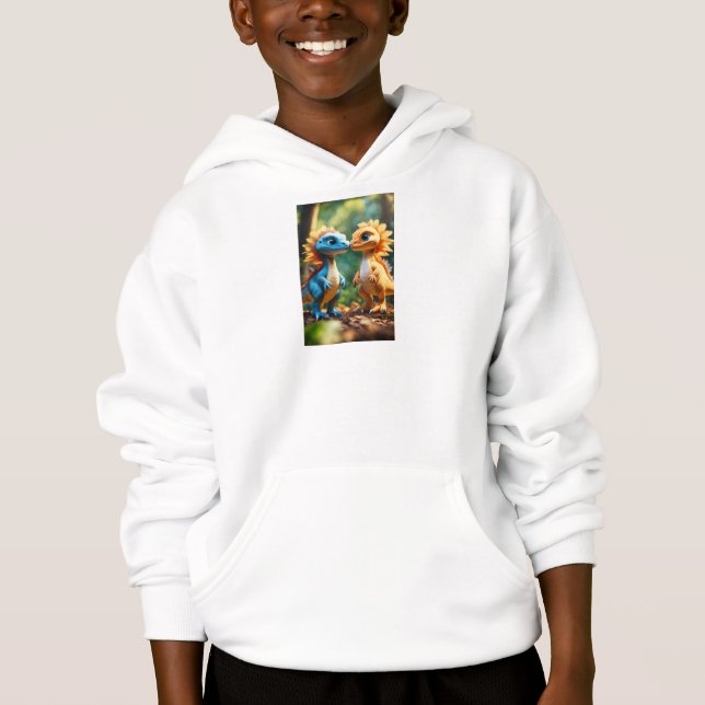 Kinder hoodie mit Dinosaurier-Bild (Vorderseite)