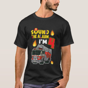 Kinder hören den Alarm Ich bin 4 kleiner Feuerwehr T-Shirt