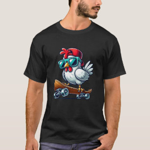 Kinder Huhn auf einem Skateboard Skater Jungen T-Shirt