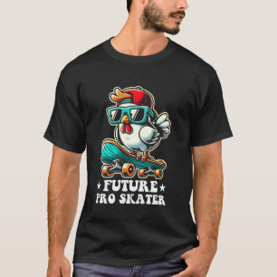 Kinder Huhn auf einem Skateboard Skater Jungen T-Shirt