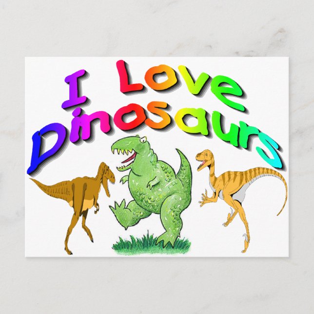 Kinder "I Liebe Dinosaurier" Geschenke Postkarte (Vorderseite)