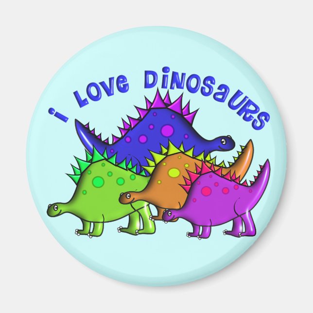 Kinder "I LIEBE DINOSAURS" T - Shirt und Geschenke Magnet (Vorne)