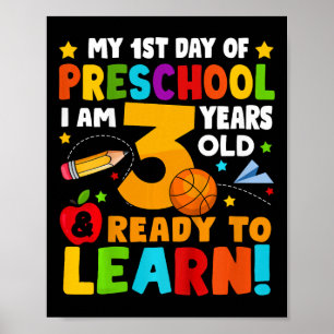 Kinder Ich bin 3 Bereit zu lernen Erster Schultag  Poster