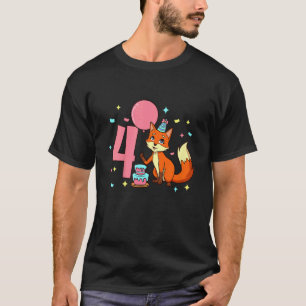 Kinder Ich bin 4 Jahre mit Fuchs-Mädchen Geburtsta T-Shirt