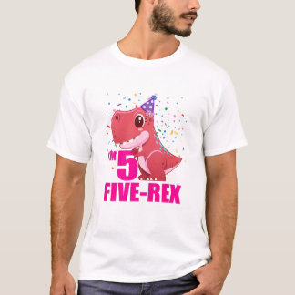 Kinder ich bin 5 Five Rex 5th Birthday Third Dinos T-Shirt