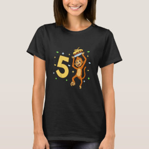 Kinder ich bin 5 mit Affen Kindergeburtstag 5 Jahr T-Shirt