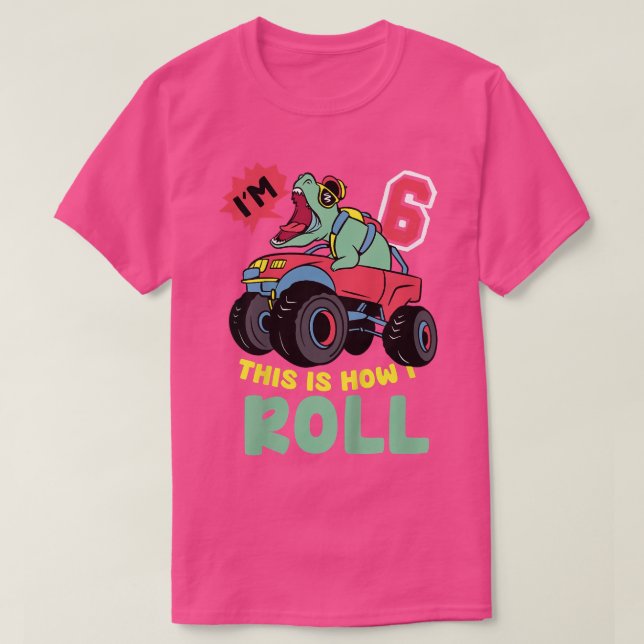 Kinder ich bin 6 So Roll Monster Truck 6th Bo T-Shirt (Design vorne)