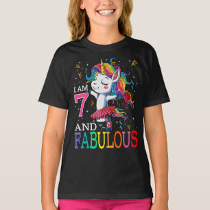 Kinder ich bin 7 und Fabulous Unicorn T-Shirt