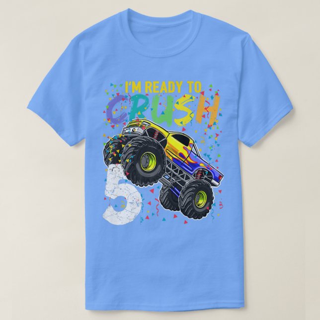 Kinder ich bin bereit 5 Monster Truck 5. Geburtsta T-Shirt (Design vorne)