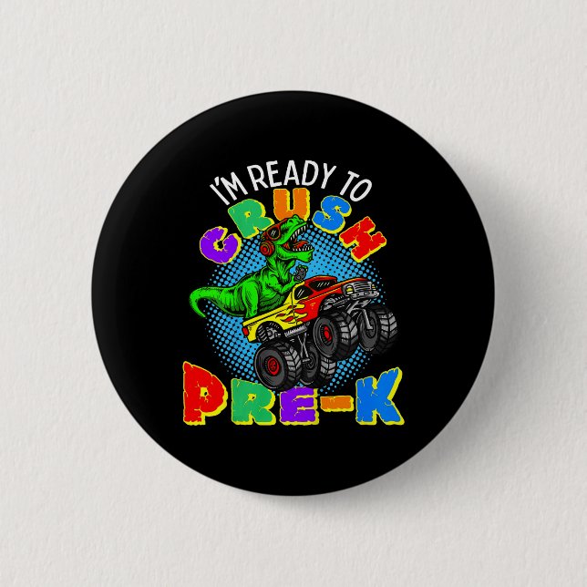 Kinder, ich bin bereit, den Vorkindergarten-Dinosa Button (Vorderseite)