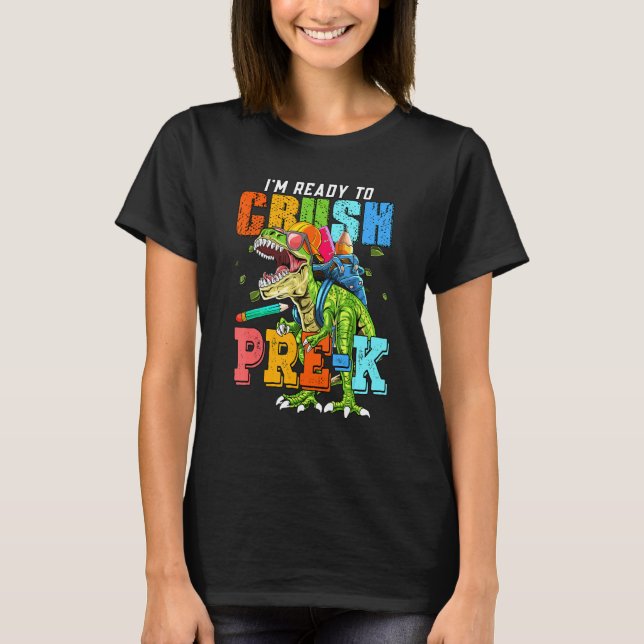 Kinder Ich Bin Bereit Den Vorkindergarten Dinosaur T-Shirt (Vorderseite)