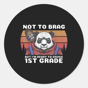 Kinder Ich bin bereit, die 1. Klasse zu meistern, Runder Aufkleber