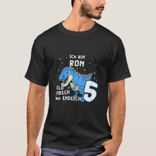 Kinder ich bin Ron endlich 5 Blue Dino TRex Kids D T-Shirt