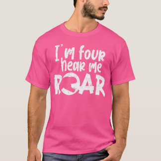 Kinder ICH BIN VIER Hör Mich Brüllen Dinosaurier L T-Shirt
