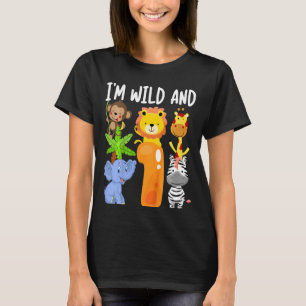 Kinder ich bin wild und 1 Zoo 1. Geburtstag Safari T-Shirt