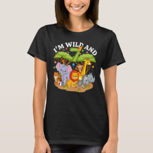 Kinder ich bin wild und 7 Zoo Thema 7. Geburtstag T-Shirt