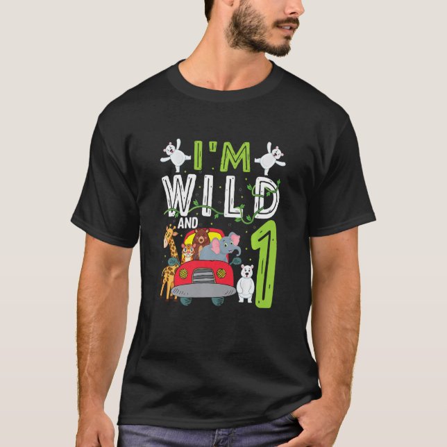 Kinder ich bin wild und ein Safari Zoo Tier Thema  T-Shirt (Vorderseite)