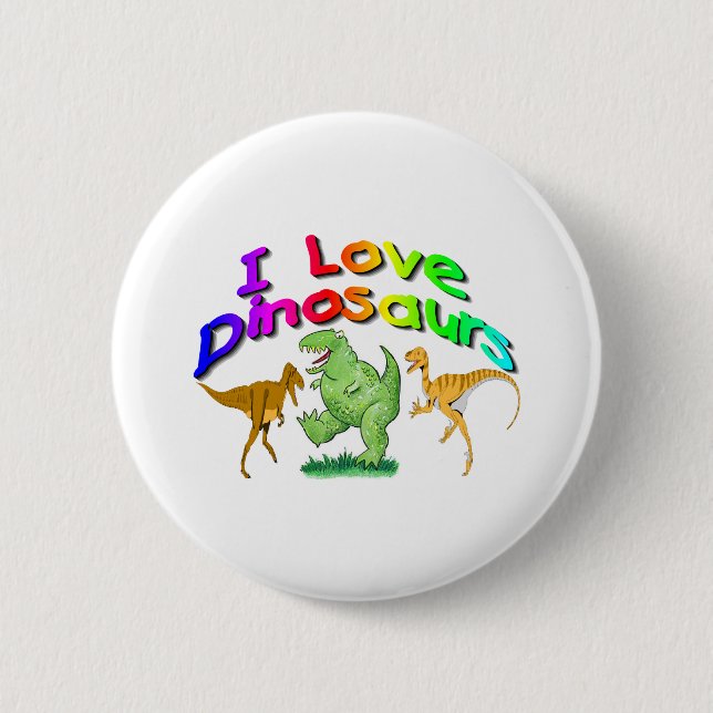Kinder"ich Liebe-Dinosaurier" Geschenke Button (Vorderseite)