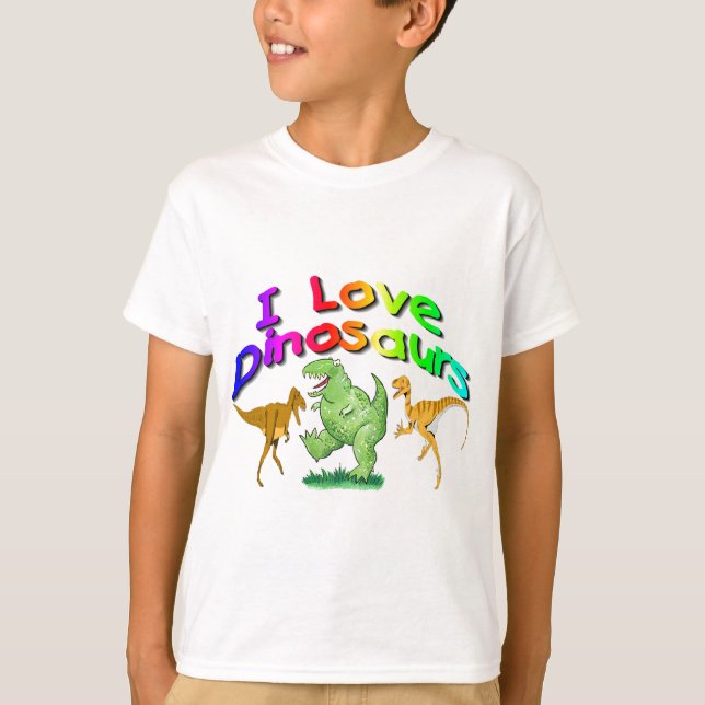 Kinder"ich Liebe-Dinosaurier" Geschenke T-Shirt (Vorderseite)