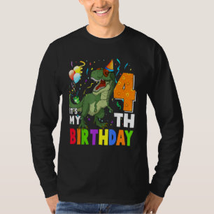 Kinder ihr 4. Geburtstags-Glück 4 Jahre alt Dino T T-Shirt