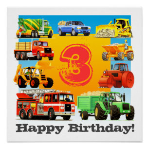 Kinder im Custom Age Happy Birthday Construction T Poster