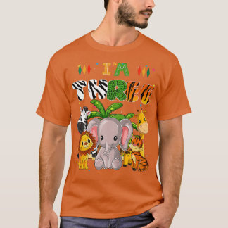 Kinder im Drei Zoo Thema 3Rd Geburtstag Safari Jun T-Shirt