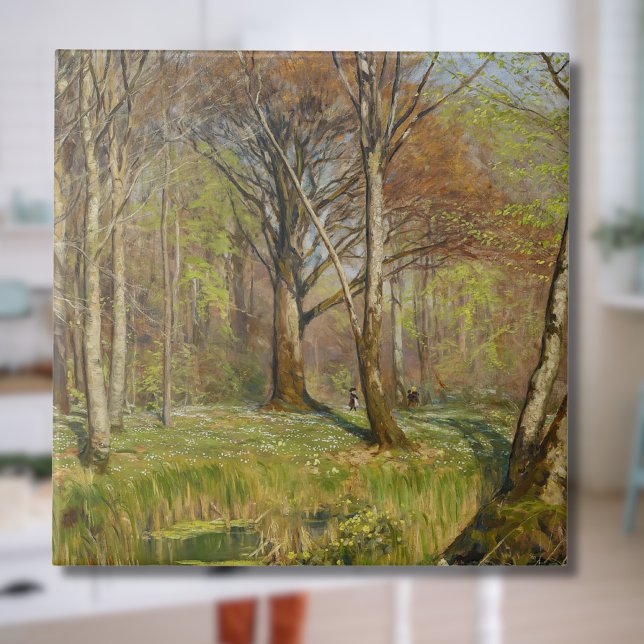 Kinder im Frühjahrswald H.A. Brendekilde Fliese (Von Creator hochgeladen)