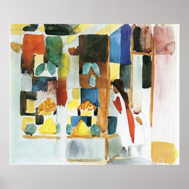 Kinder im Gemüseshop (I) von August Macke Poster (Vorne)