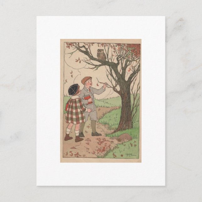 Kinder im Herbst Postkarte (Vorderseite)