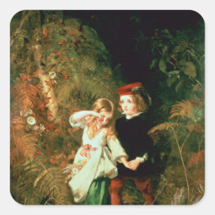 Kinder im Holz Quadratischer Aufkleber