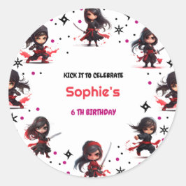 Kinder im Ninja-Stil zum Geburtstag Mädchen Runder Aufkleber
