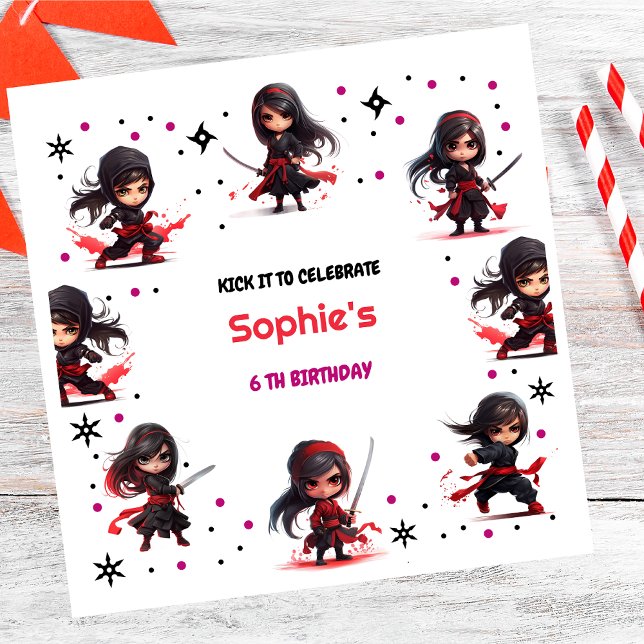 Kinder im Ninja-Stil zum Geburtstag Mädchen Serviette (Von Creator hochgeladen)