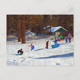 Kinder im Schnee Postkarte