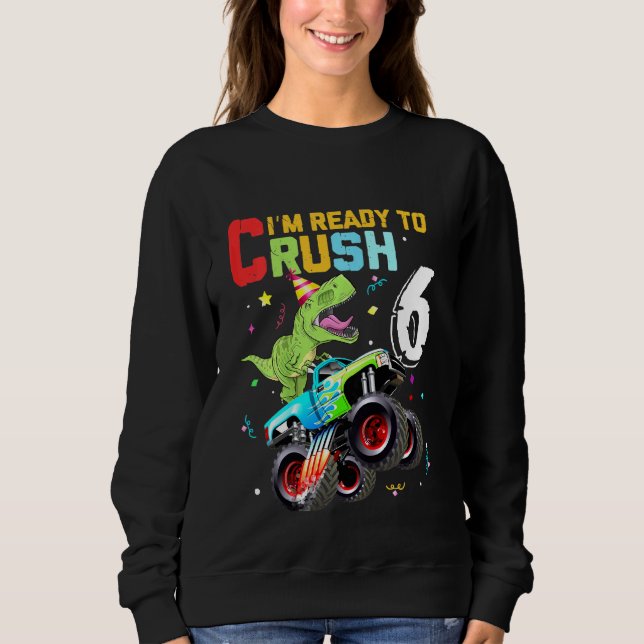 Kinder im Vorfeld zum Crush 6 Monster Truck Dinosa Sweatshirt (Vorderseite)
