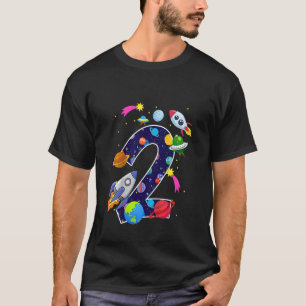 Kinder im Weltraum 2 Jahre alt 2. Geburtstag Plane T-Shirt