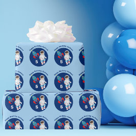 Kinder im Weltraum Astronaut Custom Blue Birthday Geschenkpapier