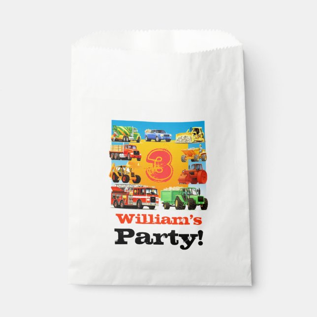 Kinder Individuelle Name Bau LKW Geburtstagsparty Geschenktütchen (Vorderseite)