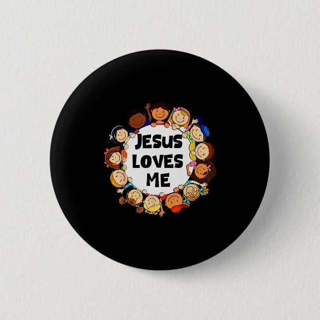 Kinder Jesus liebt mich süße christliche Glaubens  Button (Vorderseite)