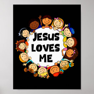 Kinder Jesus liebt mich süße christliche Glaubens Poster