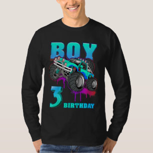 Kinder Junge 3. Geburtstag Monster LKW 3 Jahre Alt T-Shirt