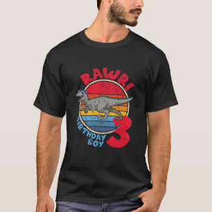 Kinder Junge 3Rd Geburtstag ich Rawr! Velociraptor T-Shirt