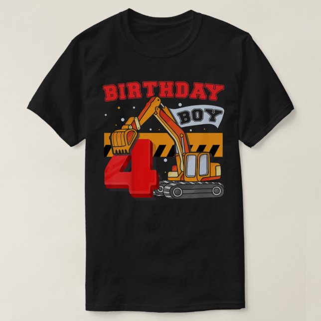 Kinder Junge 4 Jahre alter Digger Builder Construc T-Shirt (Design vorne)