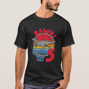 Kinder Junge 5th Birthday I Rawr! Velociraptor I F T-Shirt