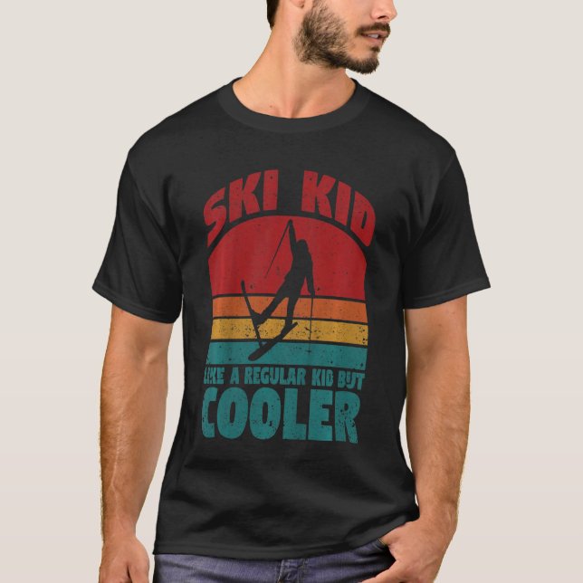 Kinder Junge Skier Sport Abfahrt Skifahren Jugend  T-Shirt (Vorderseite)