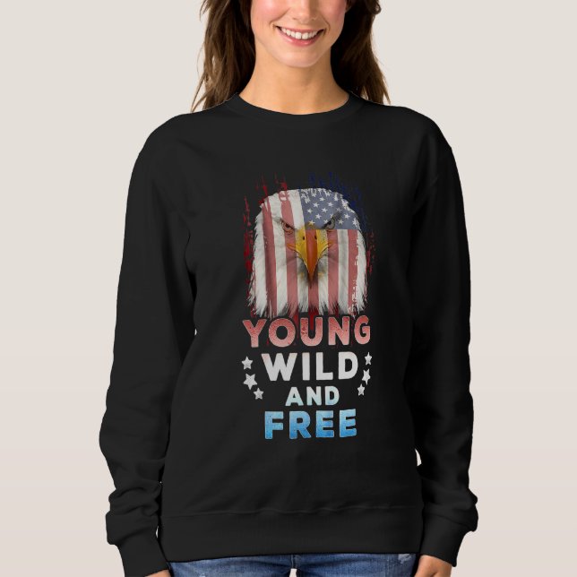 Kinder Junge wilde Amerikaner Patriotik 4. Juli Sweatshirt (Vorderseite)