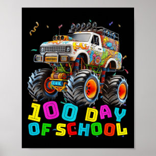 Kinder Jungen 100 Tage Schulmonster Truck 100. D Poster