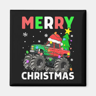 Kinder Jungen Frohe Weihnachts-Monster LKW-Weihnac Magnet