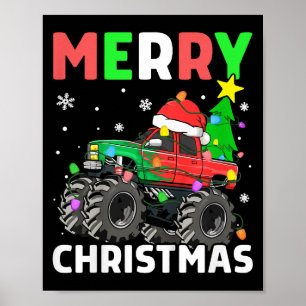 Kinder Jungen Frohe Weihnachts-Monster LKW-Weihnac Poster