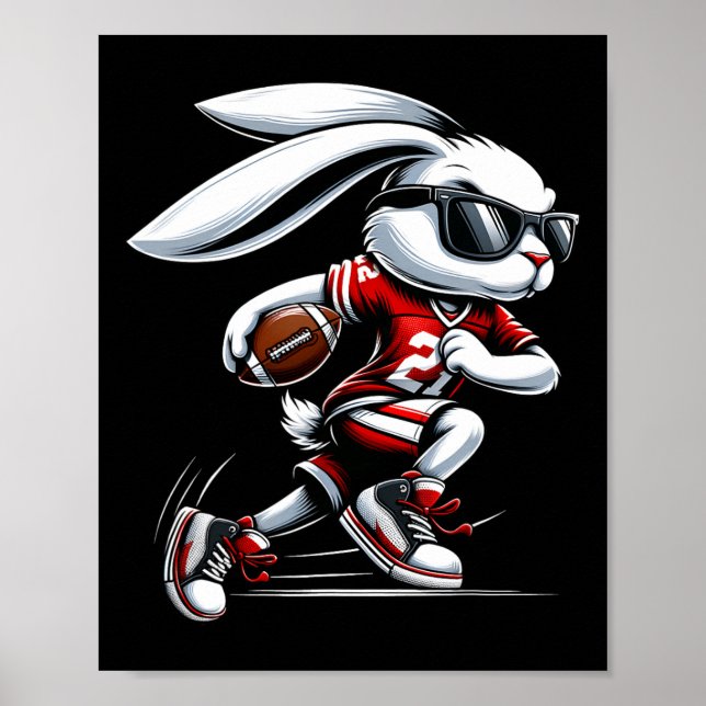 Kinder Jungen glücklich Ostern Bunny Playing Fußba Poster (Vorne)